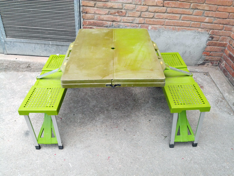 maleta mesa banco plegable picnic camping plast desgastado 43-68.5x86x66-135.5 1u